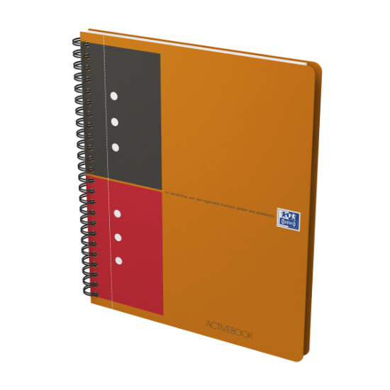 Poza cu AGENDA ORGANIZATOR OXFORD INTERNATIONAL ACTIVE BOOK, A5+ 80F, HARTIE OPTIK 90G/MP, SPIRA DUBLA, SCRIBZEE, COPERTA PP, PEFC, MARGINI DUBLE SI ANTET, MICROPERFORATII SI 10 PERFORATII, SEMN CARTE/SEPARATOR REPOZ, BUZUNAR INTERIOR, DICTANDO, CULOARE PORT