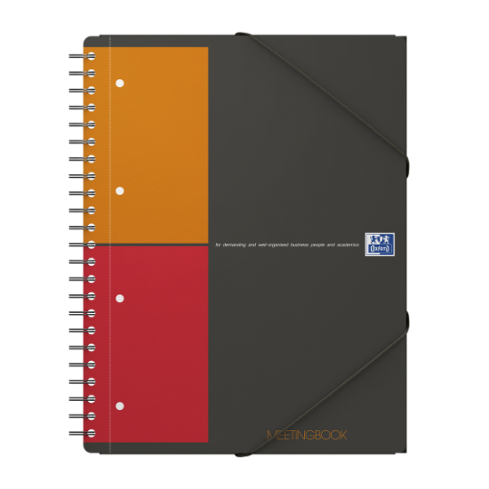 Poza cu AGENDA ORGANIZATOR OXFORD INTERNATIONAL MEETING BOOK, A4+ 80F, HARTIE OPTIK 90G/MP, SPIRA DUBLA, SCRIBZEE, COPERTA PP, PEFC, MARGINI DUBLE SI ANTET, MICROPERFORATII SI 4 PERFORATII, 3 CLAPE COPERTA SPATE, INCHIDERE CU ELASTIC, PATRATELE, CULOARE GRI