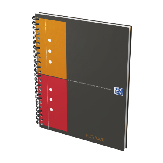 Poza cu AGENDA ORGANIZATOR OXFORD INTERNATIONAL NOTEBOOK, A5+ 80F, HARTIE OPTIK 90G/MP, SPIRA DUBLA, SCRIBZEE, COPERTA PLASTIFIATA RIGIDA, PEFC, MARGINI DUBLE SI ANTET, MICROPERFORATII SI 10 PERFORATII, PATRATELE, CULOARE GRI