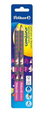Poza cu CREION GRAFIT, LACUIT COMBINO, GROS,  INVATA SA SCRII, MINA B, CORP ROZ, 2 BUCATI/BLISTER
