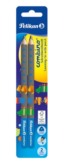 Poza cu CREION GRAFIT, LACUIT COMBINO, INVATA SA SCRII, MINA B, CORP ALBASTRU, 2 BUCATI/BLISTER