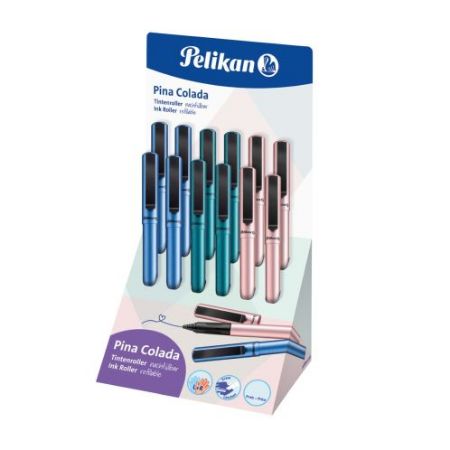 Poza cu ROLLER PINA COLADA 0.7 MM, AMBIDEXTRU, 1 REZERVA ALBASTRA INCLUSA, 3 CULORI METALIZATE ASORTATE, DISPLAY 12 BUC