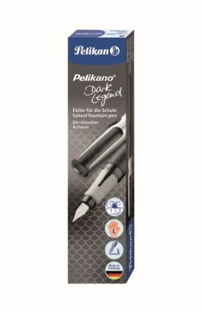 Poza cu STILOU PELIKANO DARK LEGEND, PENITA L, GRIP ERGONOMIC, PENTRU STANGACI, 1 PATRON MARE ALBASTRU INCLUS, IN CUTIE CARTON