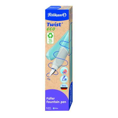 Poza cu STILOU TWIST DIN MATERIAL RECICLAT, ALBASTRU DESCHIS, PENITA M, CUTIE CARTON