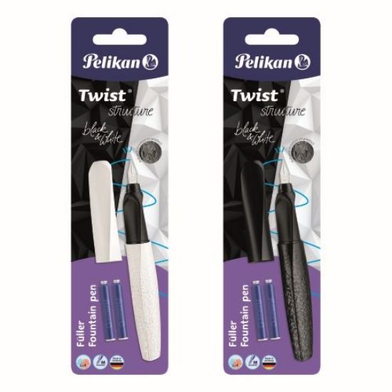 Poza cu STILOU TWIST STRUCTURE PENITA M, GRIP ERGONOMIC, AMBIDEXTRU, 2 REZERVE ALBASTRE INCLUSE, 2 CULORI ALB/NEGRU, BLISTER