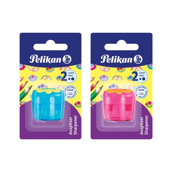 Poza cu ASCUTITOARE PLASTIC DUBLA CU CONTAINER, DIVERSE CULORI, 1 BUCATA/BLISTER