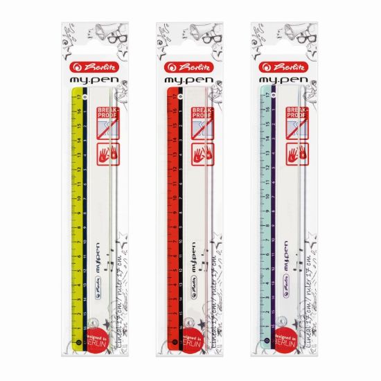 Poza cu RIGLA PLASTIC 17CM MY.PEN 3 COMBINATII DE CULORI