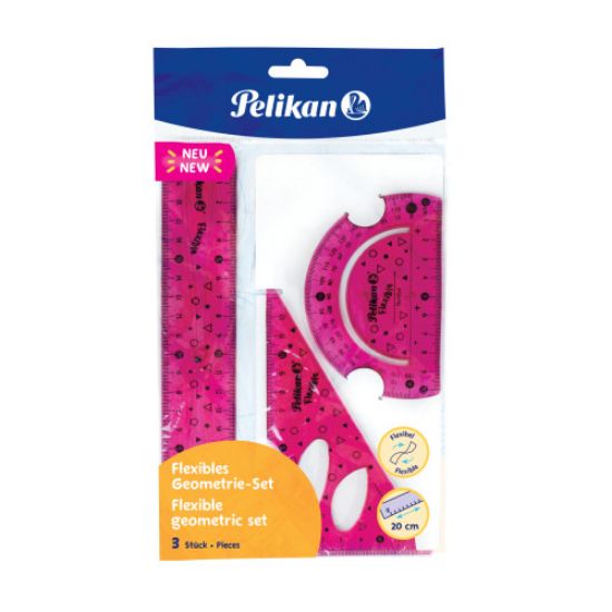 Poza cu SET DE GEOMETRIE FLEXIBIL 3 PIESE (RIGLA 30CM RAPORTOR ECHER)