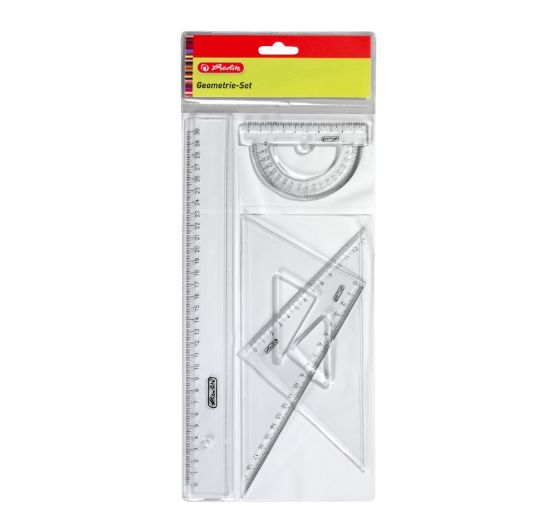 Poza cu SET GEOMETRIE 4 PIESE (RIGLA, RAPORTOR, 2 ECHERE) HERLITZ