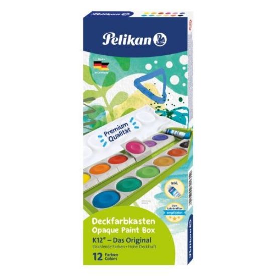 Poza cu ACUARELE K12, DETASABILE, 12 CULORI+ALB DE ZINC, CULOARE VERDE