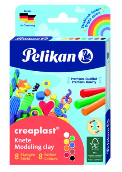Poza cu PLASTILINA CREAPLAST, 8 CULORI, CUTIE CARTON