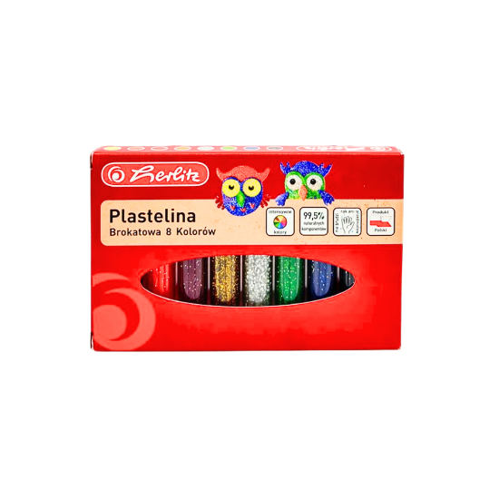 Poza cu PLASTILINA HERLITZ SET 8 CULORI GLITTER