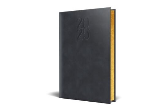 Poza cu AGENDA DATATA RO A5, 352 PAGINI, COPERTA DIN PIELE SINTETICA, PREMIUM DELUXE CHIA, CULOARE NEGRU, MARGINI FOLIO AURIU, 2025