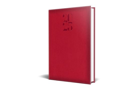 Poza cu AGENDA DATATA RO A5, 352 PAGINI, COPERTA DIN PIELE SINTETICA, DELUXE, CULOARE ROSU 2025