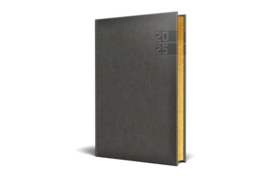 Poza cu AGENDA DATATA RO A5, 352 PAGINI, COPERTA DIN PIELE SINTETICA, PREMIUM DELUXE NARNI, CULOARE GRI, MARGINI FOLIO AURIU, 2025