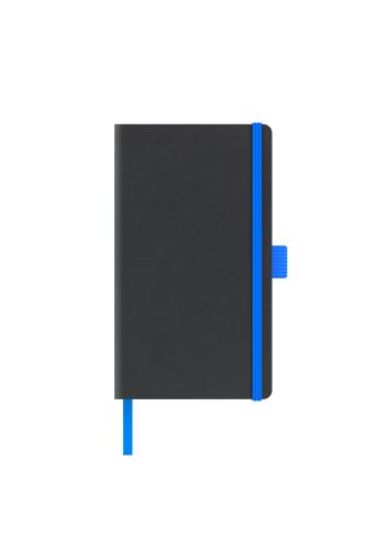 Poza cu AGENDA NEDATATA A5 CASTELLI, COPERTA RIGIDA  NEGRU, ELASTIC ALBASTRU, DICTANDO IVORY