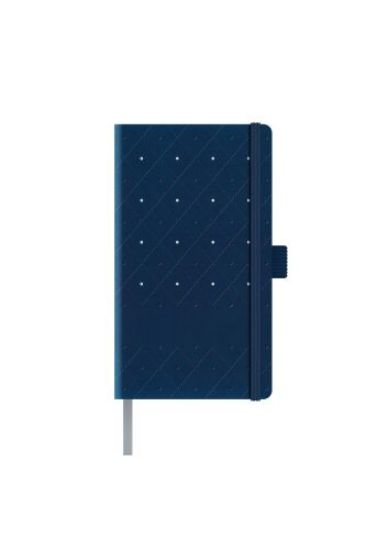 Poza cu AGENDA NEDATATA A5 CASTELLI, COPERTA RIGIDA  BLEUMARIN/ARGINTIU, ELASTIC BLEUMARIN, DICTANDO IVORY, CUTIE ELEGANTA NEAGRA