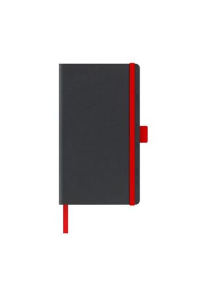 Poza cu AGENDA NEDATATA A5 CASTELLI, COPERTA RIGIDA  NEGRU, ELASTIC ROSU, DICTANDO IVORY