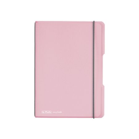 Poza cu CAIET MY.BOOK FLEX A5 40F 80GR DICTANDO, COPERTA ROZ TRANSPARENTA, ELASTIC GRI