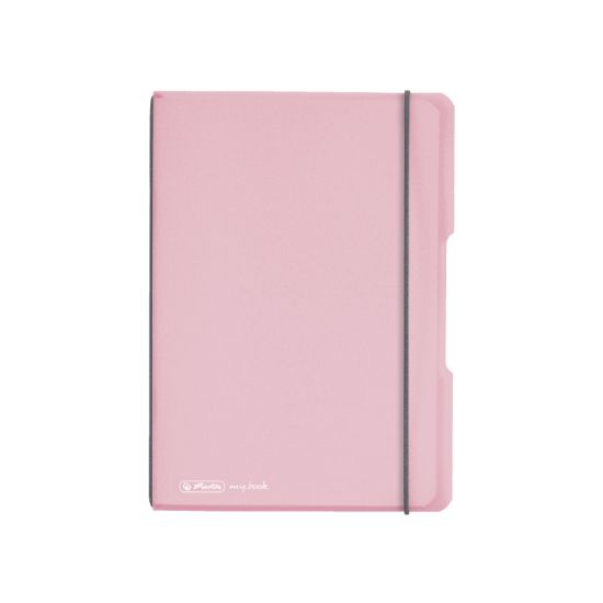 Poza cu CAIET MY.BOOK FLEX A5 40F 80GR DICTANDO, COPERTA ROZ TRANSPARENTA, ELASTIC GRI