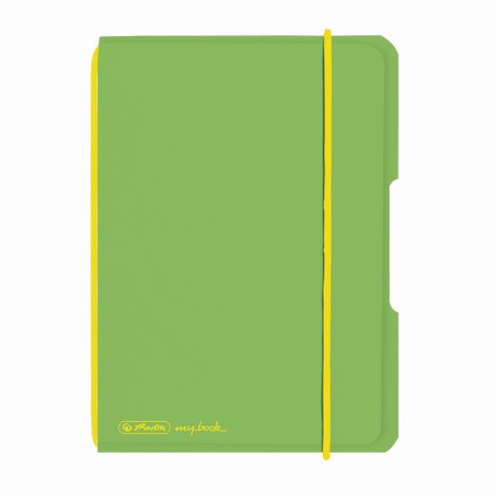 Poza cu CAIET MY.BOOK FLEX A6 40F PATRATELE VERDE DESCHIS TRANSPARENT CU LOGO GALBEN