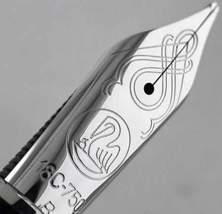 Poza cu PENITA B DIN AUR DE 18K/750 PLACATA CU RODIU PENTRU STILOU M805