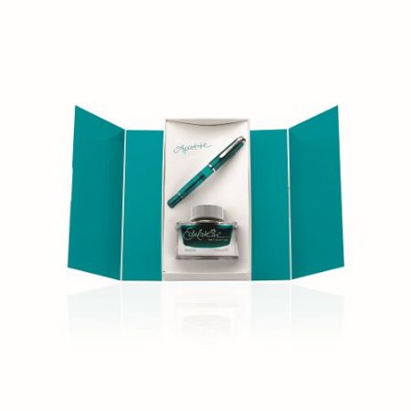 Poza cu STILOU CLASSIC M205 EDITIE SPECIALA APATITE PENITA F + CALIMARA CERNEALA EDELSTEIN APATITE IN CUTIE CADOU