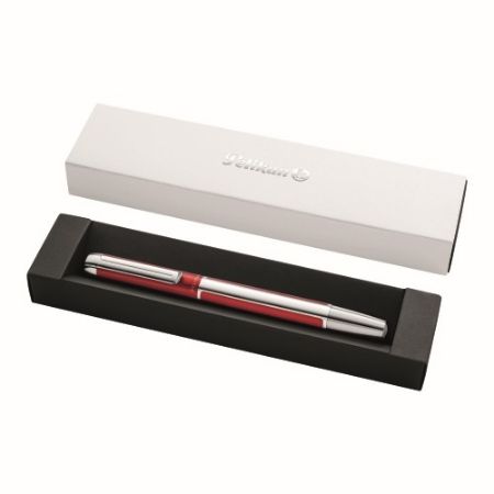 Poza cu STILOU PURA P40, PENITA M, CORP DIN ALUMINIU, CULOARE ARGINTIU-ROSU, IN CUTIE CADOU