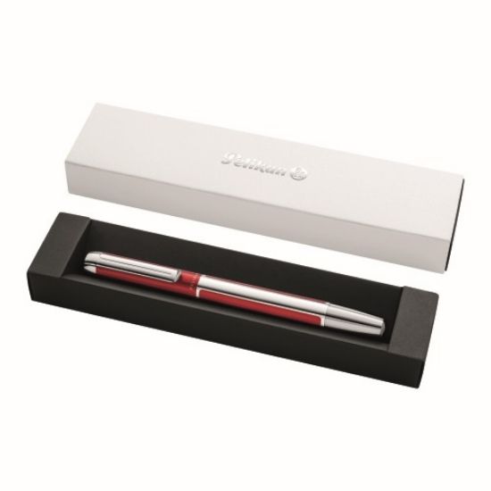 Poza cu STILOU PURA P40, PENITA M, CORP DIN ALUMINIU, CULOARE ARGINTIU-ROSU, IN CUTIE CADOU