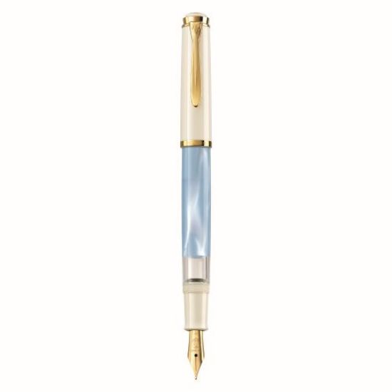 Poza cu STILOU CLASSIC M200 CU PISTON, PENITA M DIN OTEL INOXIDABIL PLACATA CU AUR 24K, CORP PASTEL BLUE, CUTIE CADOU