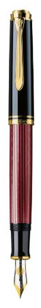 Poza cu STILOU SOUVERAN M600 B, PENITA AUR 14K, ACCESORII PLACATE CU AUR, CORP NEGRU-ROSU