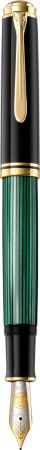 Poza cu STILOU SOUVERAN M1000 F,PENITA AUR18K,ACCESORII PLACATE CU AUR,CORP NEGRU-VERDE