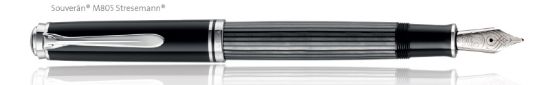Poza cu STILOU SOUVERAN M405 STRESEMANN F, PENITA AUR 14K, ACCESORII PLACATE CU PALADIU, CORP ANTRACIT/DUNGI