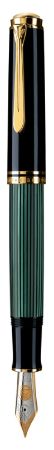 Poza cu STILOU SOUVERAN M1000 M,PENITA AUR18K,ACCESORII PLACATE CU AUR,CORP NEGRU-VERDE