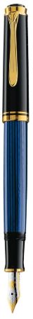 Poza cu STILOU SOUVERAN M400 M,PENITA AUR 14K,ACCESORII PLACATE CU AUR,NEGRU-ALBASTRU