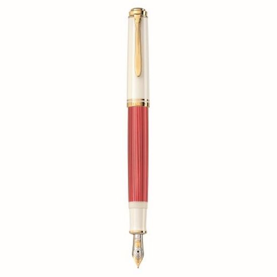 Poza cu STILOU SOUVERAN M600 EDITIE SPECIALA RED-WHITE, PENITA F AUR 14K, ACCESORII PLACATE CU AUR, CORP ROSU-ALB, CUTIE CADOU