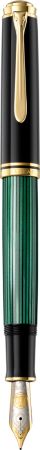 Poza cu STILOU SOUVERAN M1000 EF,PENITA AUR 18K,ACCESORII PLACATE CU AUR, CORP NEGRU-VERDE