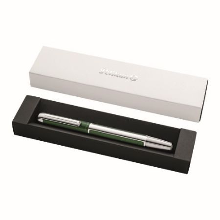 Poza cu STILOU PURA P40, PENITA F, CORP DIN ALUMINIU, CULOARE ARGINTIU-VERDE, IN CUTIE CADOU