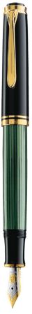 Poza cu STILOU SOUVERAN M600 F,PENITA AUR14K,ACCESORII PLACATE CU AUR,CORP NEGRU-VERDE