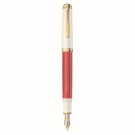 Poza cu STILOU SOUVERAN M600 EDITIE SPECIALA RED-WHITE, PENITA M AUR 14K, ACCESORII PLACATE CU AUR, CORP ROSU-ALB, CUTIE CADOU