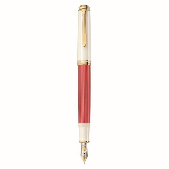 Poza cu STILOU SOUVERAN M600 EDITIE SPECIALA RED-WHITE, PENITA M AUR 14K, ACCESORII PLACATE CU AUR, CORP ROSU-ALB, CUTIE CADOU