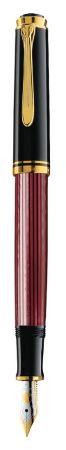 Poza cu STILOU SOUVERAN M400 M,PENITA AUR 14K,ACCESORII PLACATE CU AUR,CORP NEGRU-ROSU