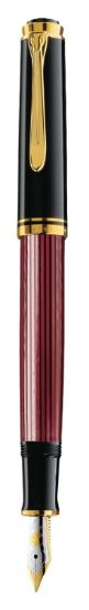 Poza cu STILOU SOUVERAN M400 M,PENITA AUR 14K,ACCESORII PLACATE CU AUR,CORP NEGRU-ROSU