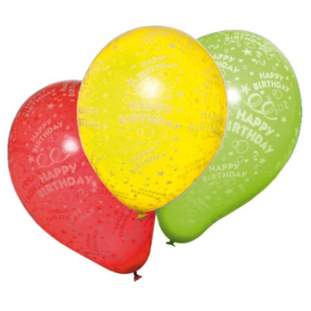 Poza cu BALOANE HAPPY BIRTHDAY, CALITATE HELIUM, BIODEGRADABILE, SET 10 BUCATI