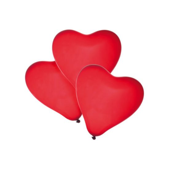 Poza cu BALOANE FORMA INIMA ROSIE SET 50 BUCATI