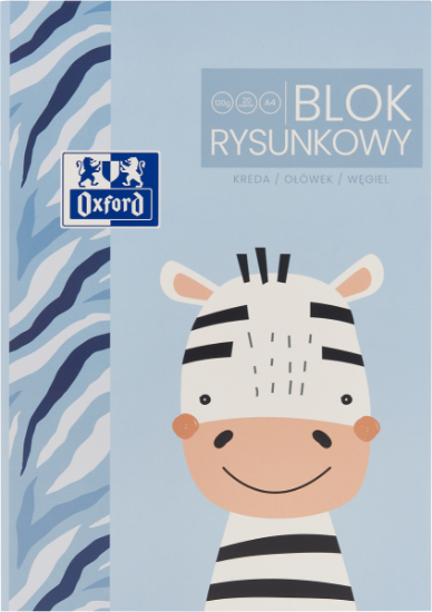 Poza cu BLOC DESEN OXFORD KIDS A4, 20 FILE, HARTIE 120 G/MP, MOTIV ZEBRA