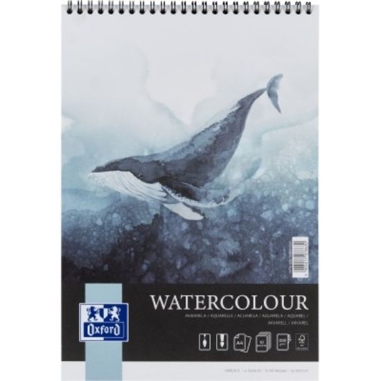 Poza cu BLOC DESEN OXFORD WATERCOLOUR A4, 10 FILE, HARTIE 300 G/MP, SPIRA DUBLA, FSCÂ® MIX70%, COLECTIA ARTISTIC