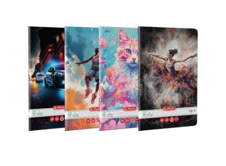 Poza cu CAIET A5, 24 FILE, 80G/MP, HARTIE FSC MIX, TIP II, COLTURI ROTUNJITE, MOTIV DINAMIC