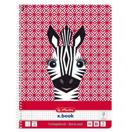 Poza cu CAIET A4 80F SPIRALA PATRATELE CUTE ANIMALS MOTIV ZEBRA