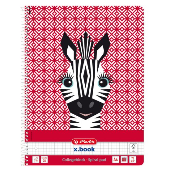 Poza cu CAIET A4 80F SPIRALA PATRATELE CUTE ANIMALS MOTIV ZEBRA
